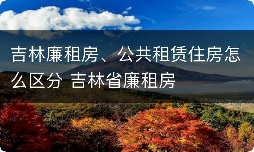 吉林廉租房、公共租赁住房怎么区分 吉林省廉租房