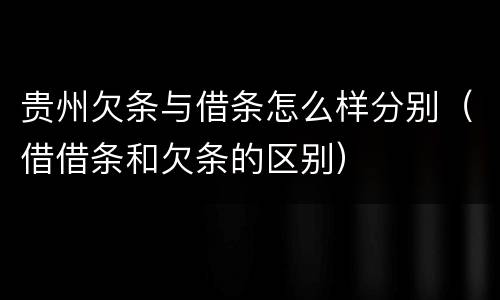 贵州欠条与借条怎么样分别（借借条和欠条的区别）