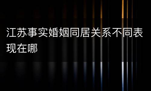 江苏事实婚姻同居关系不同表现在哪