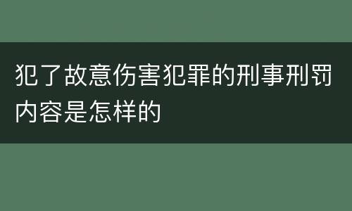 犯了故意伤害犯罪的刑事刑罚内容是怎样的