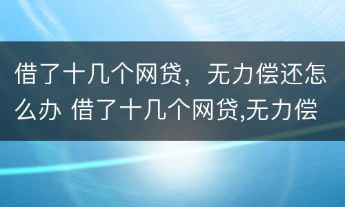 借了十几个网贷，无力偿还怎么办 借了十几个网贷,无力偿还怎么办理