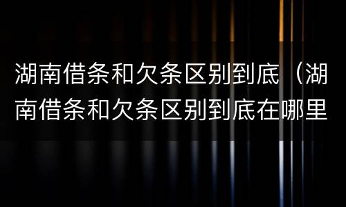湖南借条和欠条区别到底（湖南借条和欠条区别到底在哪里）