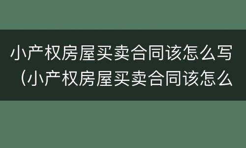小产权房屋买卖合同该怎么写（小产权房屋买卖合同该怎么写呢）