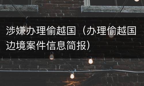 涉嫌办理偷越国（办理偷越国边境案件信息简报）