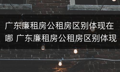 广东廉租房公租房区别体现在哪 广东廉租房公租房区别体现在哪些方面