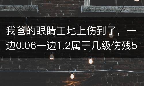 我爸的眼睛工地上伤到了，一边0.06一边1.2属于几级伤残53岁了能陪多少钱谢谢