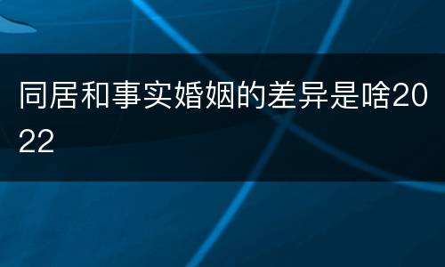 同居和事实婚姻的差异是啥2022