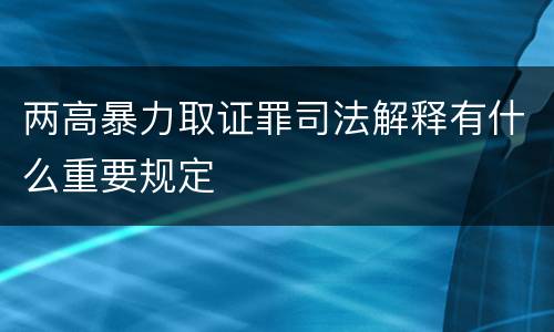 两高暴力取证罪司法解释有什么重要规定