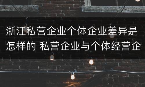 浙江私营企业个体企业差异是怎样的 私营企业与个体经营企业的区别