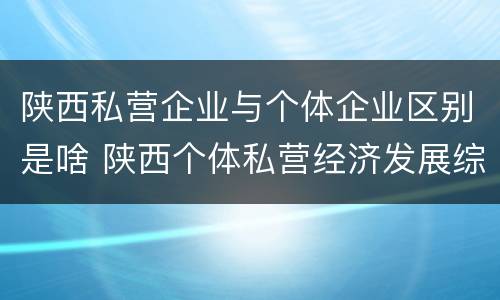 陕西私营企业与个体企业区别是啥 陕西个体私营经济发展综合服务平台