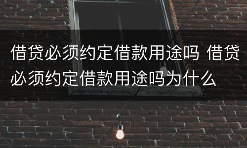 借贷必须约定借款用途吗 借贷必须约定借款用途吗为什么