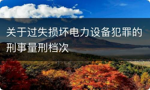 关于过失损坏电力设备犯罪的刑事量刑档次