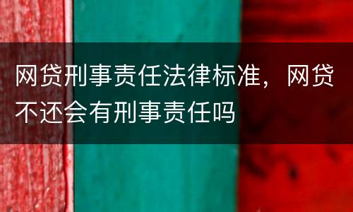 网贷刑事责任法律标准，网贷不还会有刑事责任吗