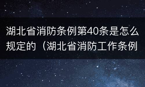 湖北省消防条例第40条是怎么规定的（湖北省消防工作条例）