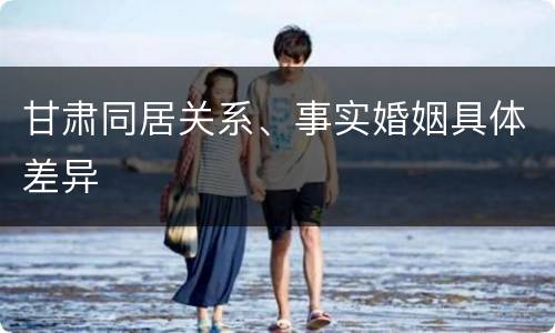 甘肃同居关系、事实婚姻具体差异