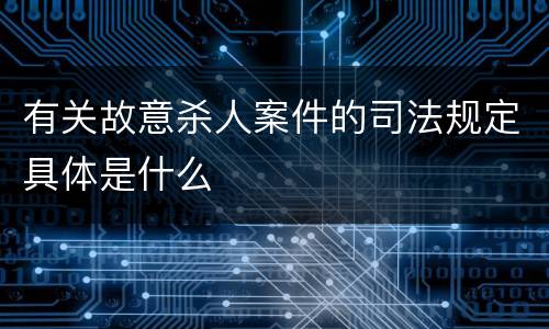 有关故意杀人案件的司法规定具体是什么