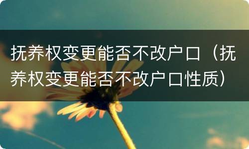 抚养权变更能否不改户口（抚养权变更能否不改户口性质）