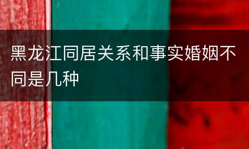 黑龙江同居关系和事实婚姻不同是几种