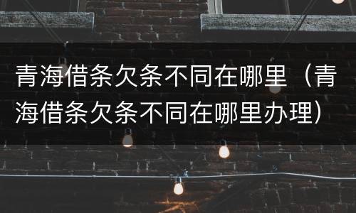 青海借条欠条不同在哪里（青海借条欠条不同在哪里办理）