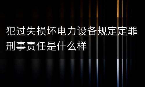 犯过失损坏电力设备规定定罪刑事责任是什么样