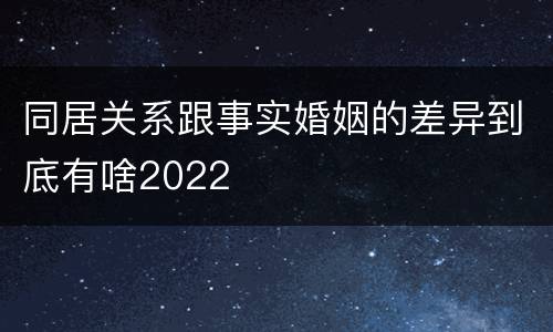 同居关系跟事实婚姻的差异到底有啥2022