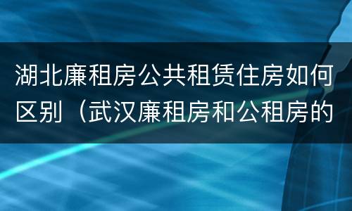 湖北廉租房公共租赁住房如何区别（武汉廉租房和公租房的区别）