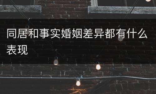 同居和事实婚姻差异都有什么表现