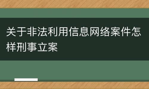 关于非法利用信息网络案件怎样刑事立案