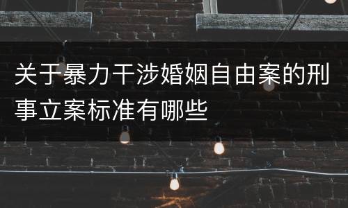 关于暴力干涉婚姻自由案的刑事立案标准有哪些