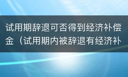 试用期辞退可否得到经济补偿金（试用期内被辞退有经济补偿金吗）