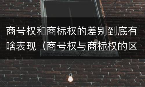 商号权和商标权的差别到底有啥表现（商号权与商标权的区别）
