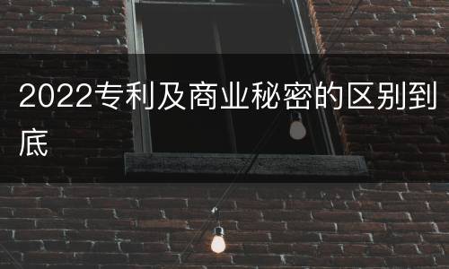 2022专利及商业秘密的区别到底