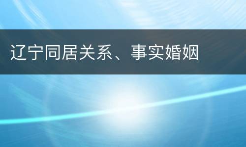 辽宁同居关系、事实婚姻