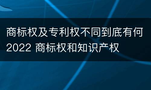 商标权及专利权不同到底有何2022 商标权和知识产权
