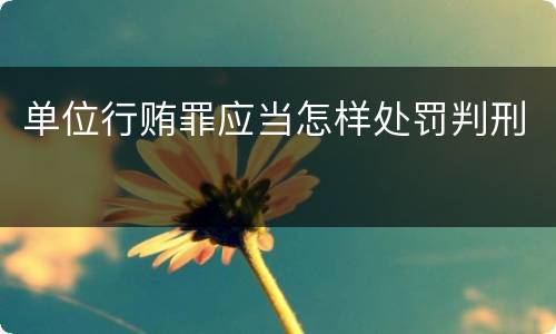 单位行贿罪应当怎样处罚判刑