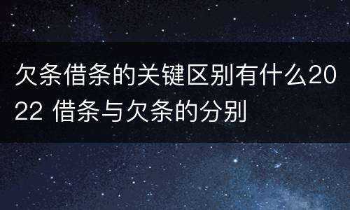 欠条借条的关键区别有什么2022 借条与欠条的分别
