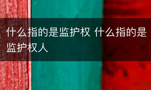 什么指的是监护权 什么指的是监护权人