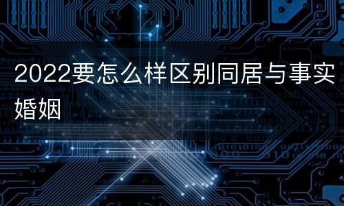 2022要怎么样区别同居与事实婚姻