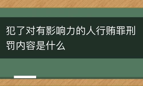 犯了对有影响力的人行贿罪刑罚内容是什么
