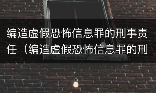 编造虚假恐怖信息罪的刑事责任（编造虚假恐怖信息罪的刑事责任主体）