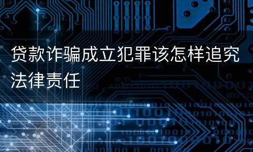 贷款诈骗成立犯罪该怎样追究法律责任