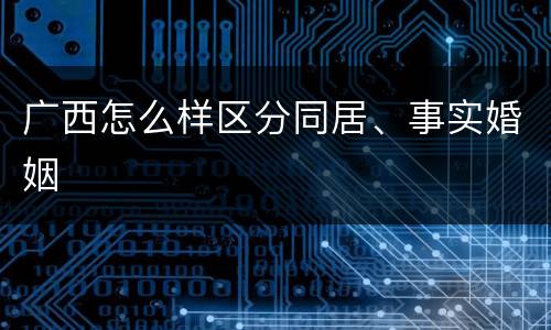 广西怎么样区分同居、事实婚姻