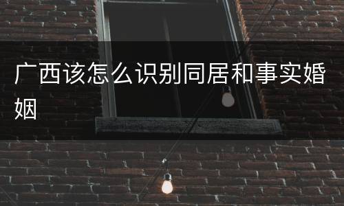 广西该怎么识别同居和事实婚姻