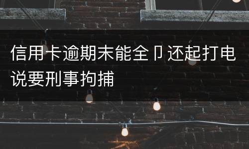 信用卡逾期末能全卩还起打电说要刑事拘捕