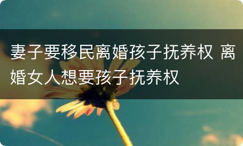 妻子要移民离婚孩子抚养权 离婚女人想要孩子抚养权