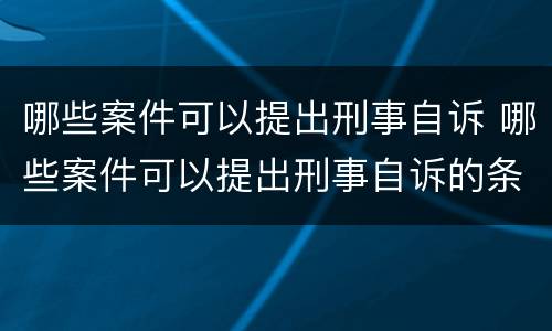 哪些案件可以提出刑事自诉 哪些案件可以提出刑事自诉的条件