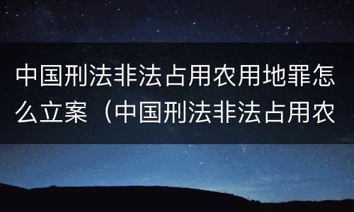 中国刑法非法占用农用地罪怎么立案（中国刑法非法占用农用地罪怎么立案的）