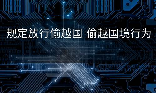 规定放行偷越国 偷越国境行为
