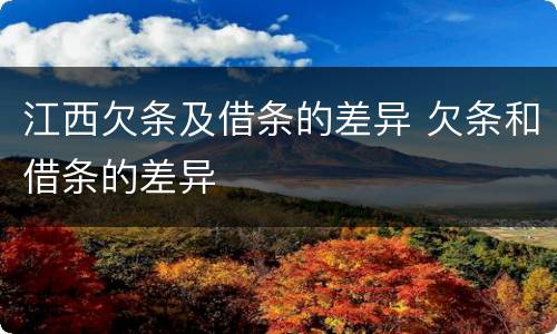 江西欠条及借条的差异 欠条和借条的差异