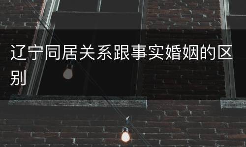 辽宁同居关系跟事实婚姻的区别